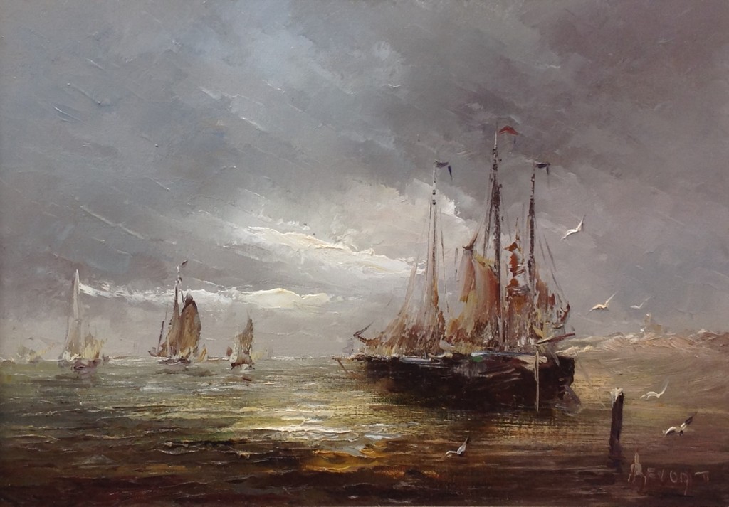 Jan (Johannes) Bevort, bomschuiten op het strand verkocht voor € 200!