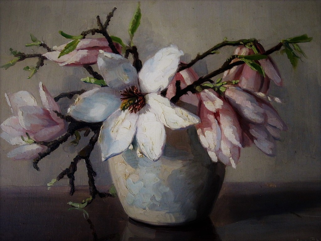 Gesigneerd impressionistisch olieverf stilleven met bloesemtak omstreeks 1920 kopen? Bied vanaf 1!