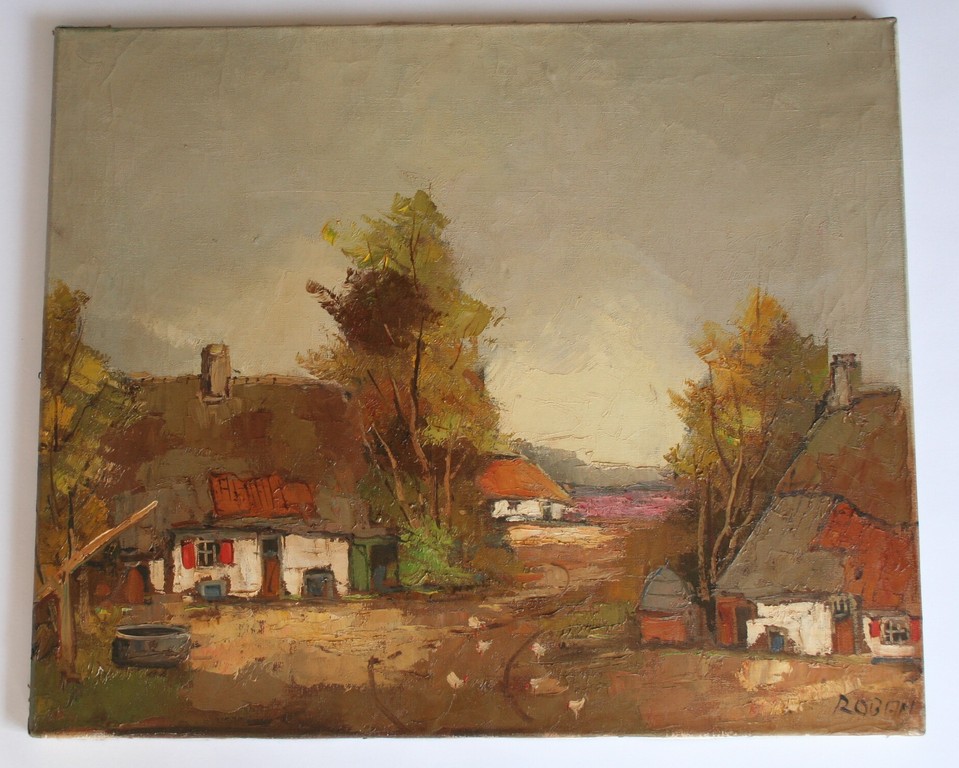 Onbekende kunstenaar - olieverf op doek - landelijk tafereel - gesigneerd kopen? Bied vanaf 1!