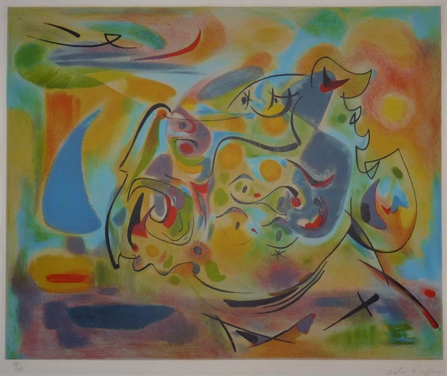 Andre Masson, Lithografie, Abstracte voorstelling, Oplage150 ex., Gesigneerd verkocht voor € 265!