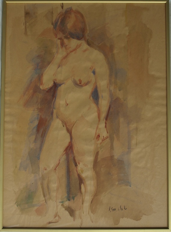 Jan Groenestein : Aquarel , Naakte vrouw – gesigneerd & ingelijst - 1962 verkocht voor € 185!