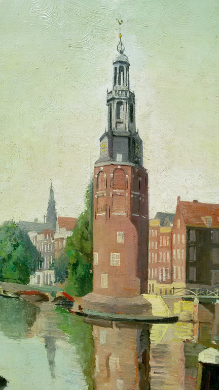 Paul van der Ven - Oudeschans met de Montelbaanstoren, olieverf op doek (groot) kopen? Bied vanaf 175!