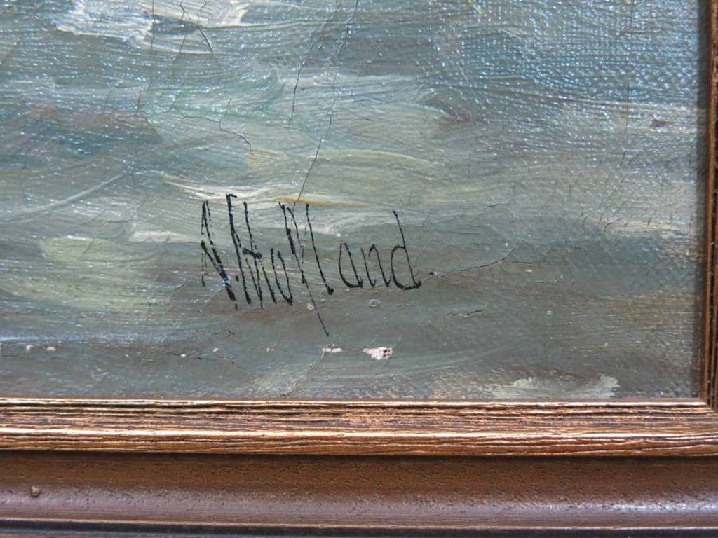 A. Hofland: Olieverf op doek, Havengezicht - Ingelijst kopen? Bied vanaf 70!