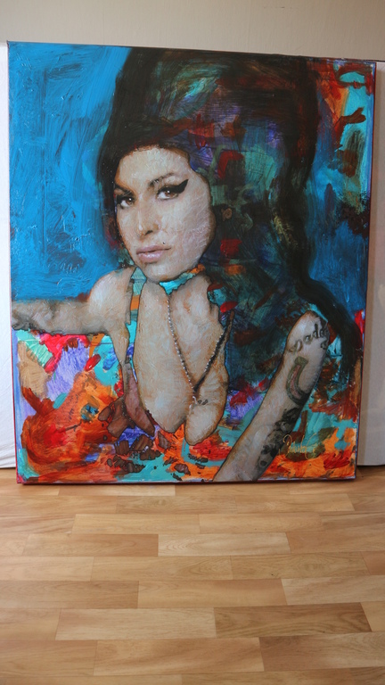 Peter Donkersloot - Amy Winehouse  Acryl- en olieverf op linnen - gesigneerd -  verkocht voor € 495!