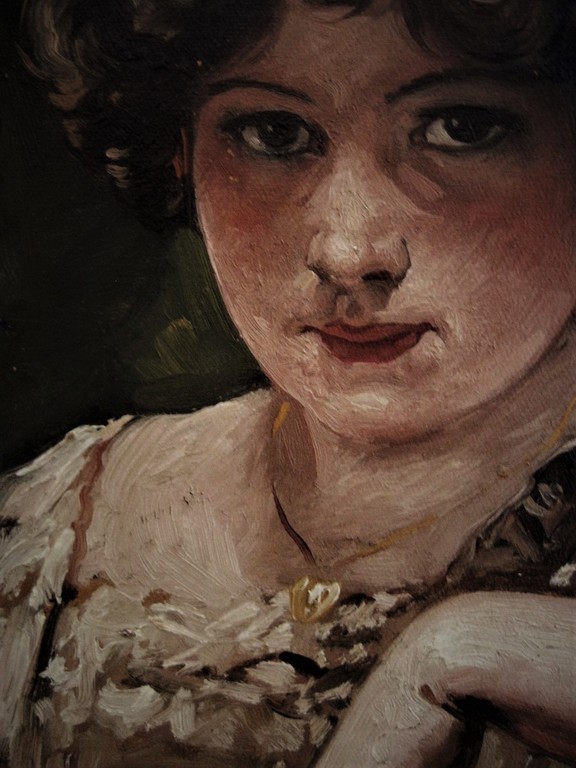 Zeldzaam 19e Eeuws olieverf damesportret door de jonggestorven Theo Molkenboer verkocht voor € 415!