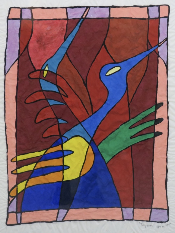 Piet Quekel: Gouache op rijstpapier, Pinguins - Ingelijst kopen? Bied vanaf 1!