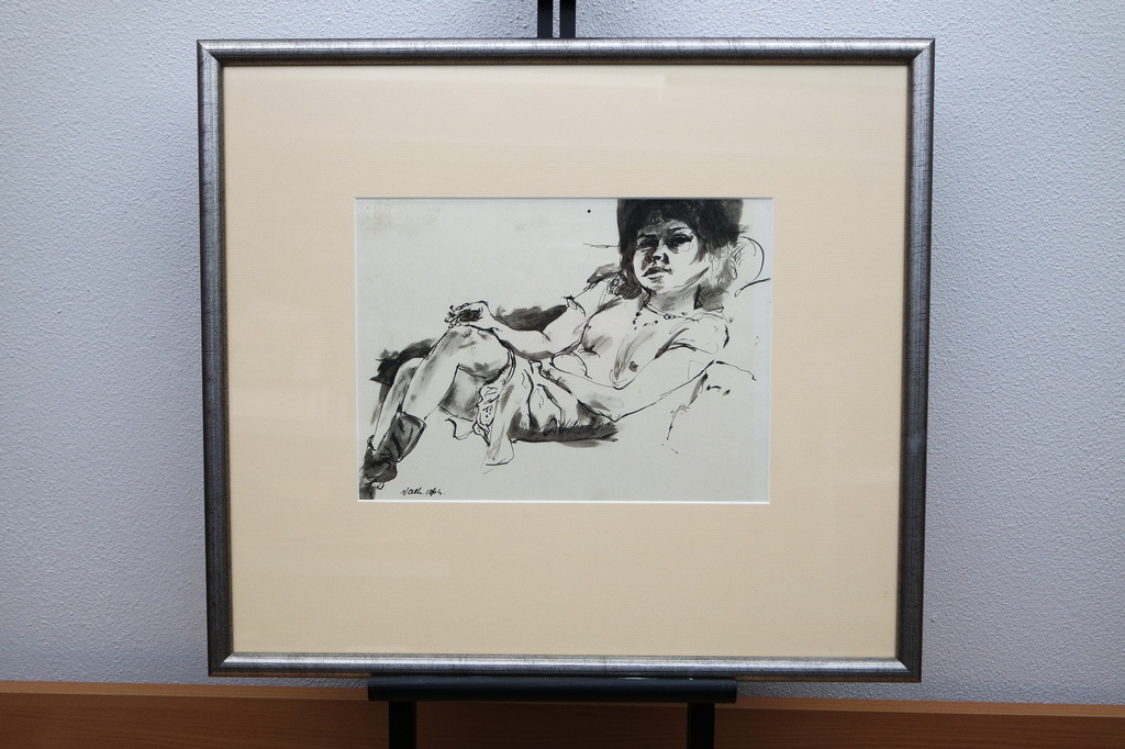 Ed Valk (1926-2012) -  inkttekening - figuurstudie verkocht voor € 59!