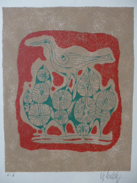 Yargo de Lucca - kleurenlitho - Vogel verkocht voor € 50!