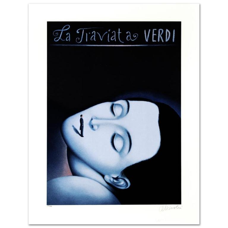 Rafal Olbinski, "La Traviata", originele lithografie, handgesigneerd! verkocht voor € 185!