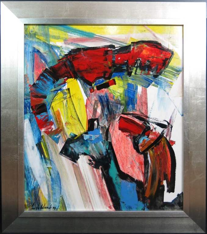 Jan te Wierik: Acryl op paneel, Zonder titel - Ingelijst kopen? Bied vanaf 550!