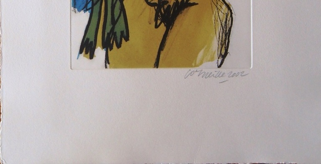 Corneille : naakt met vogels in blauw (schitterende kleurenaquatint) kopen? Bied vanaf 1!