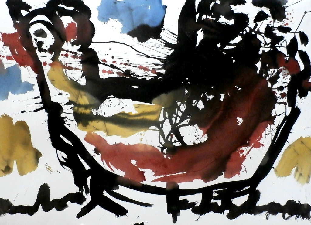 Anton Heyboer - grote aquarel: kIp verkocht voor € 250!