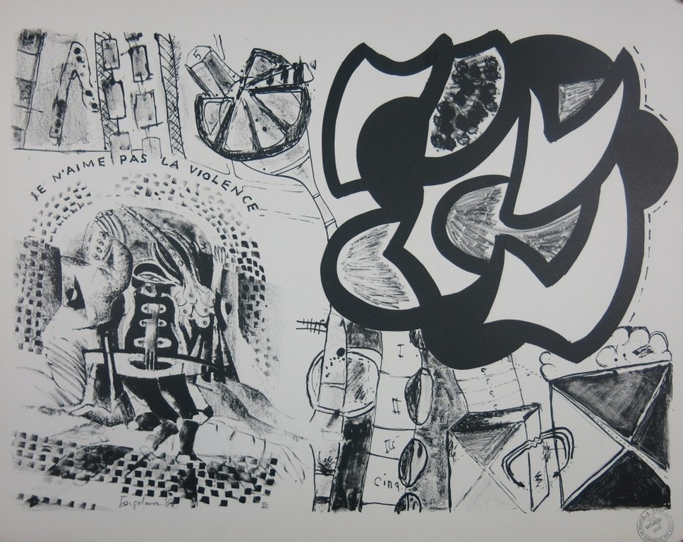 Martin Engelman e.a. : Litho, Je n'aime pas la violence verkocht voor € 35!