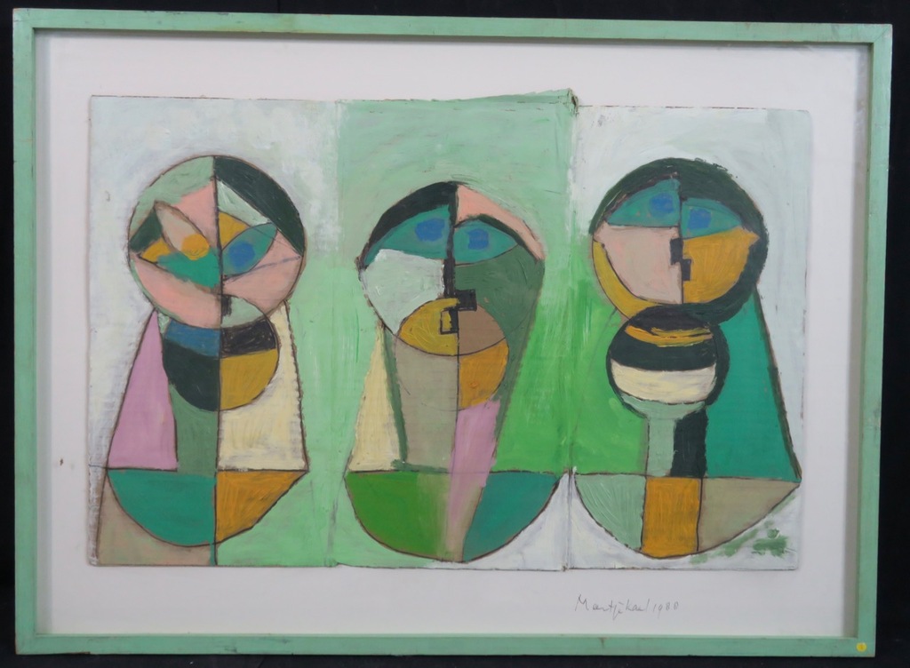 Meertje Kaal: Oliverf op karton, Dichter, schilder, zanger - Ingelijst verkocht voor € 35!