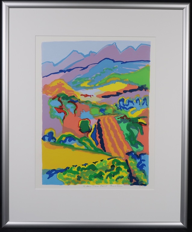 Frank Rosen: Zeefdruk, La douce France Mosset - Ingelijst verkocht voor € 35!