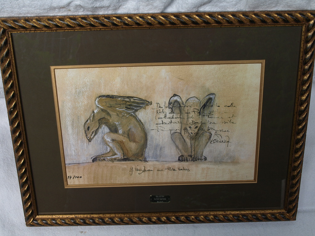 Kunstprint  – 2 Gargoyles / waterspuwers  - Ingelijst – Oplage 100 kopen? Bied vanaf 1!