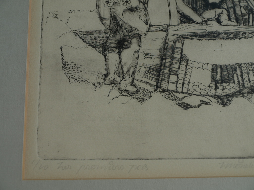 Mieneke de Boer : Ets – Les premiers pas – gesigneerd & ingelijst – 1977  kopen? Bied vanaf 1!