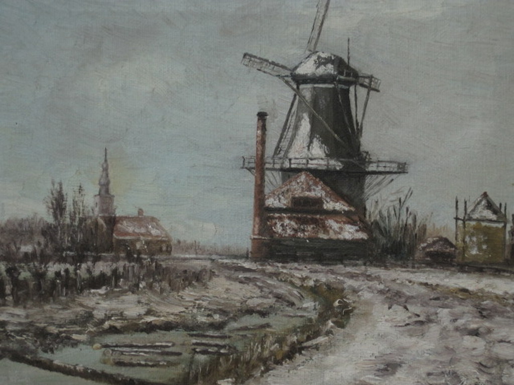 G.F. Van Schagen (1880-1968), olieverf op doek, landschap met molen kopen? Bied vanaf 150!