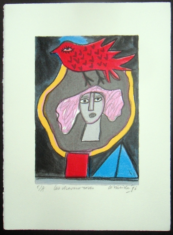 Corneille : les cheveux roses ( mooie litho uit 1996 ) verkocht voor € 142!