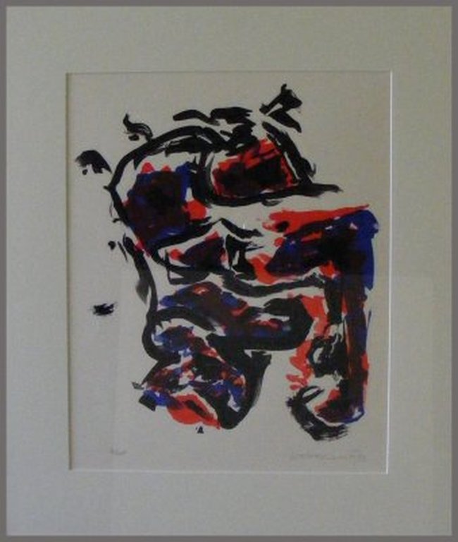 Theo Wolvecamp - Theo Wolvecamp, Zeefdruk, Compositie Blauw-Rood-Zwart kopen? Bied vanaf 275!