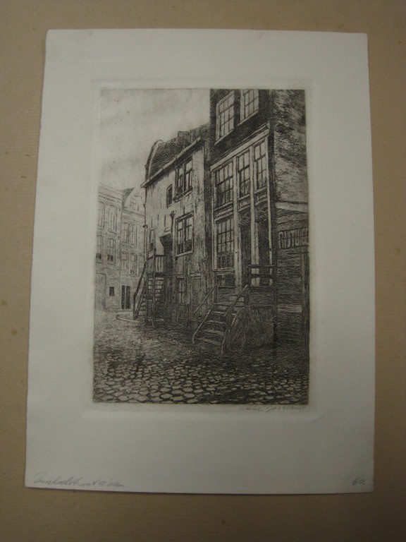 Joh Josseaud 1880-1935 ETS Amsterdam "Driehoekstraat Jordaan" ca. 1910 kopen? Bied vanaf 1!