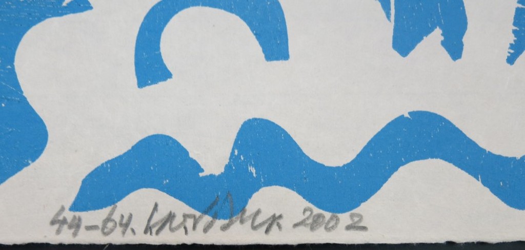 Carel Visser: Houtsnede op rijstpapier, Zonder titel (blauw) kopen? Bied vanaf 1!
