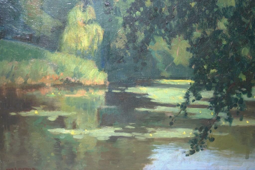 Meer en Bosch bij Den Haag, olieverf op paneel verkocht voor € 95!