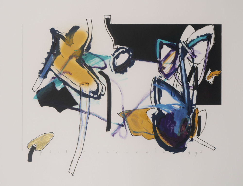 Pieter Vermeulen: Gemengde techniek op papier, Z.T. - Ingelijst verkocht voor € 35!