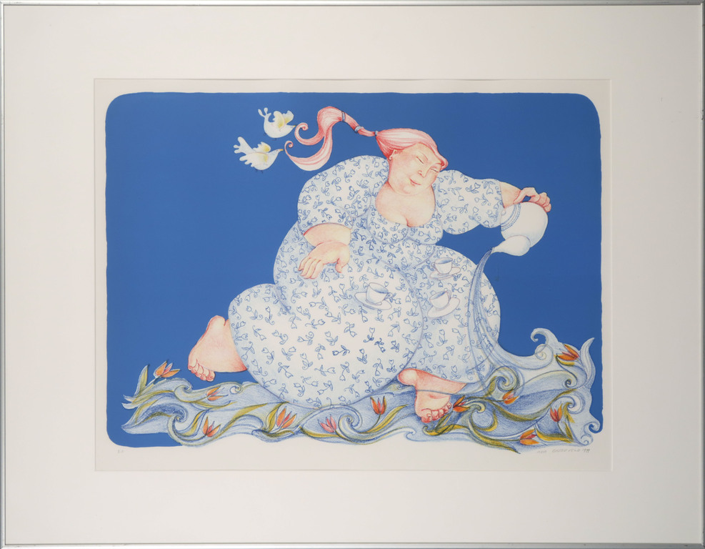 Ada Breedveld: Litho, De watervrouw - Ingelijst verkocht voor € 40!