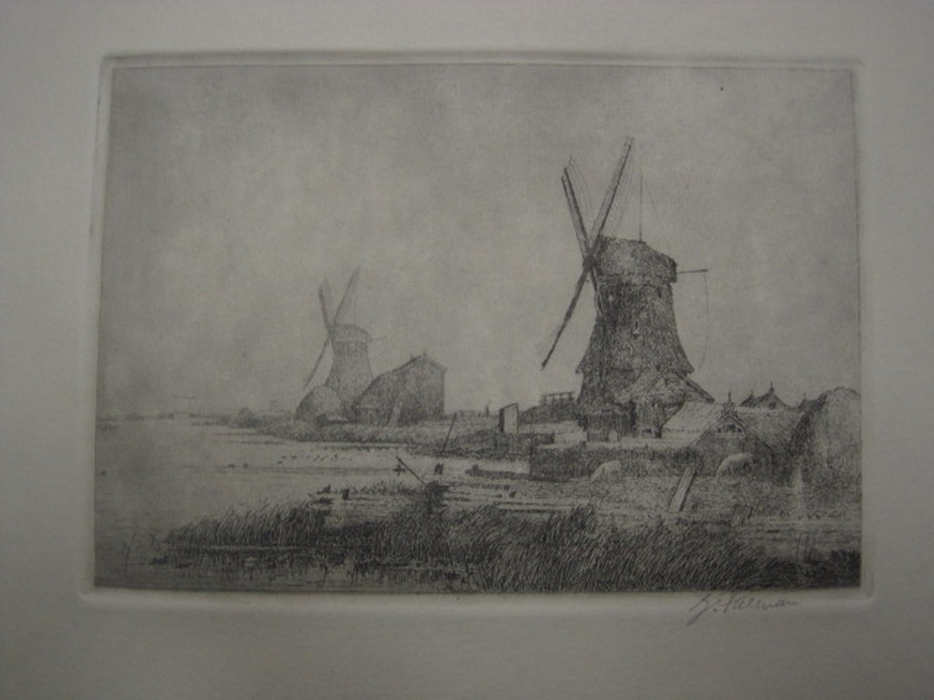 Sfeervolle ets van Jac Koeman 1889-1978 "Molens in Waterland bij Edam" gesign kopen? Bied vanaf 1!