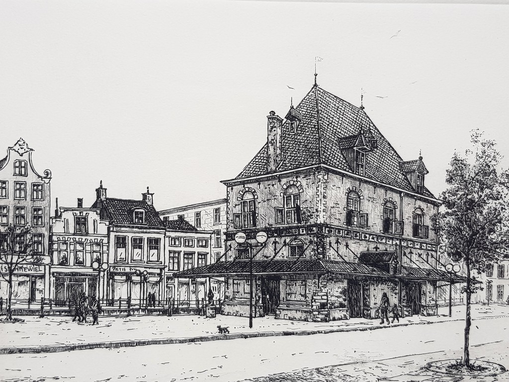 Anna Doedijns - Anna Doedijns - Leeuwarden de Waag - Gesigneerde lijnets verkocht voor € 40!