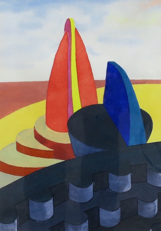 Michiel Schierbeek: Aquarel, Zonder titel - Ingelijst kopen? Bied vanaf 20!