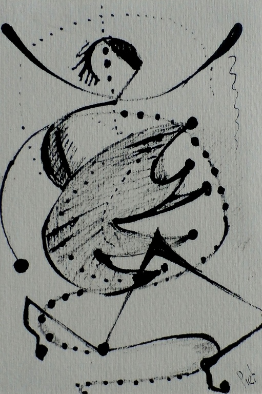 Piet van Stuivenberg -inkttekening: abstracte compositie - jaren 50 verkocht voor € 50!