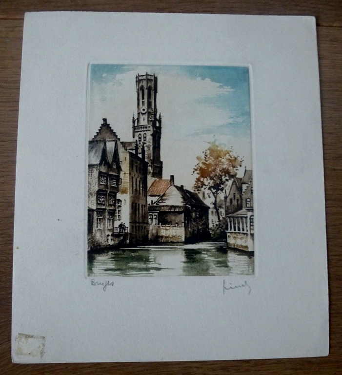 Roger Hebbelinck, Aquatint: Brugge - gesigneerd kopen? Bied vanaf 25!