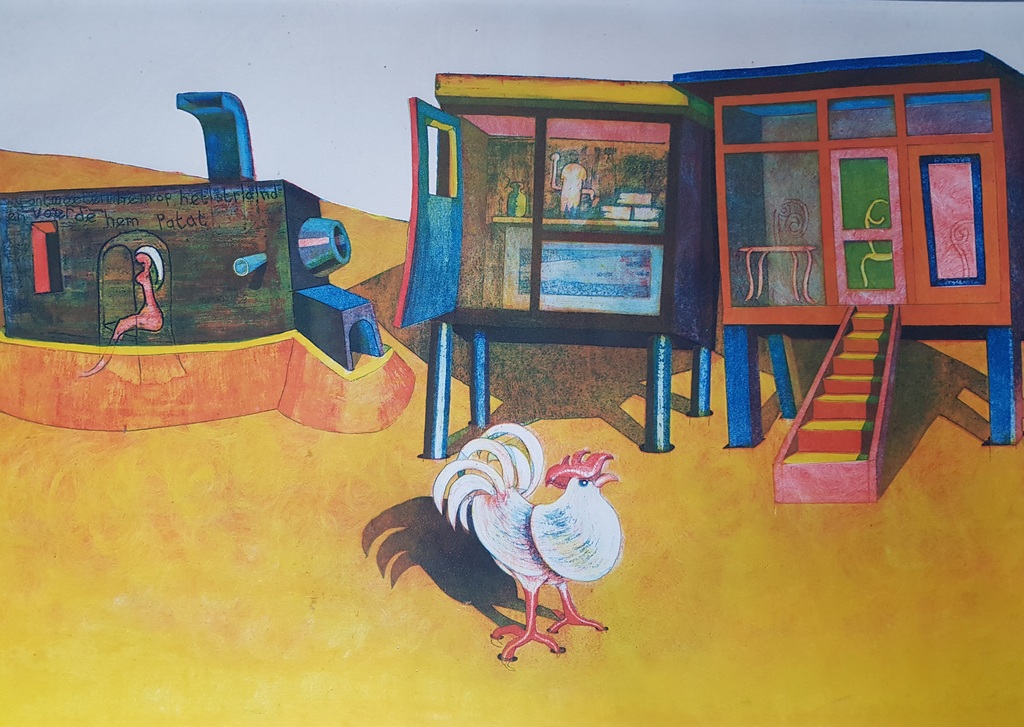 Rob Clous - ets 8/20, gesigneerd en '70 (ingelijst) verkocht voor € 60!