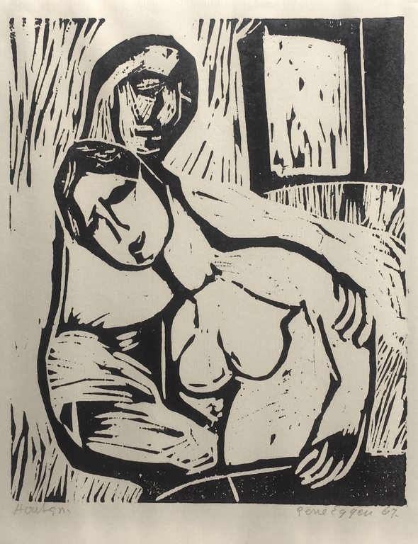 Gene Eggen, houtsnede, zonder titel kopen? Bied vanaf 40!