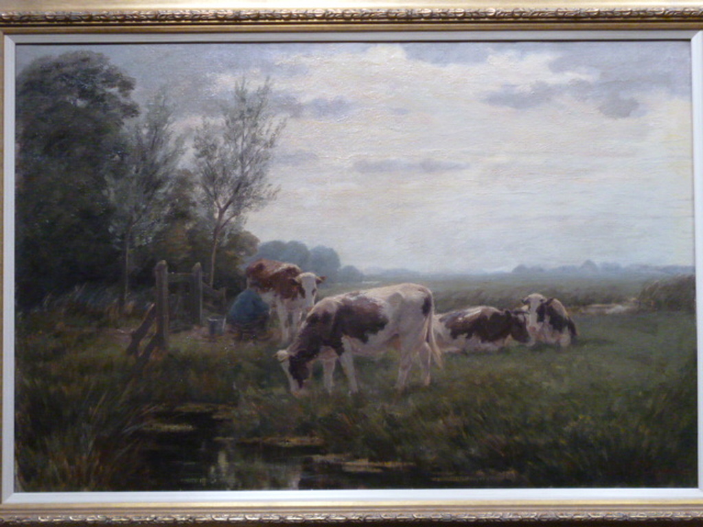 Freek Engel - olieverf - Melktijd tegen de avond kopen? Bied vanaf 2250!