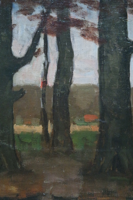 Rudolf BERENDS (Sleen 1897 - 1977 Vlagtwedde) - maroufle - bomen in landschap kopen? Bied vanaf 70!