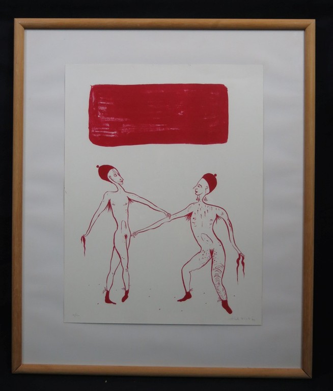 Henk Visch: Litho, Twee figuren - Ingelijst kopen? Bied vanaf 70!