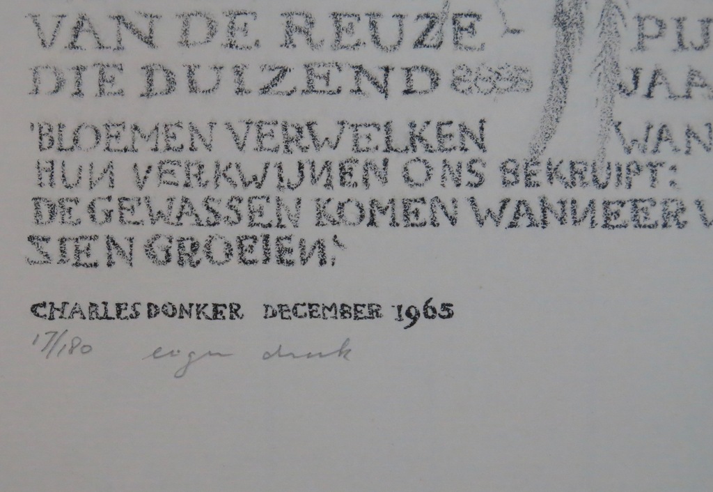 Charles Donker: Litho, Compositie met tekst en kreeft / nieuwjaarswens voor 1966 kopen? Bied vanaf 25!