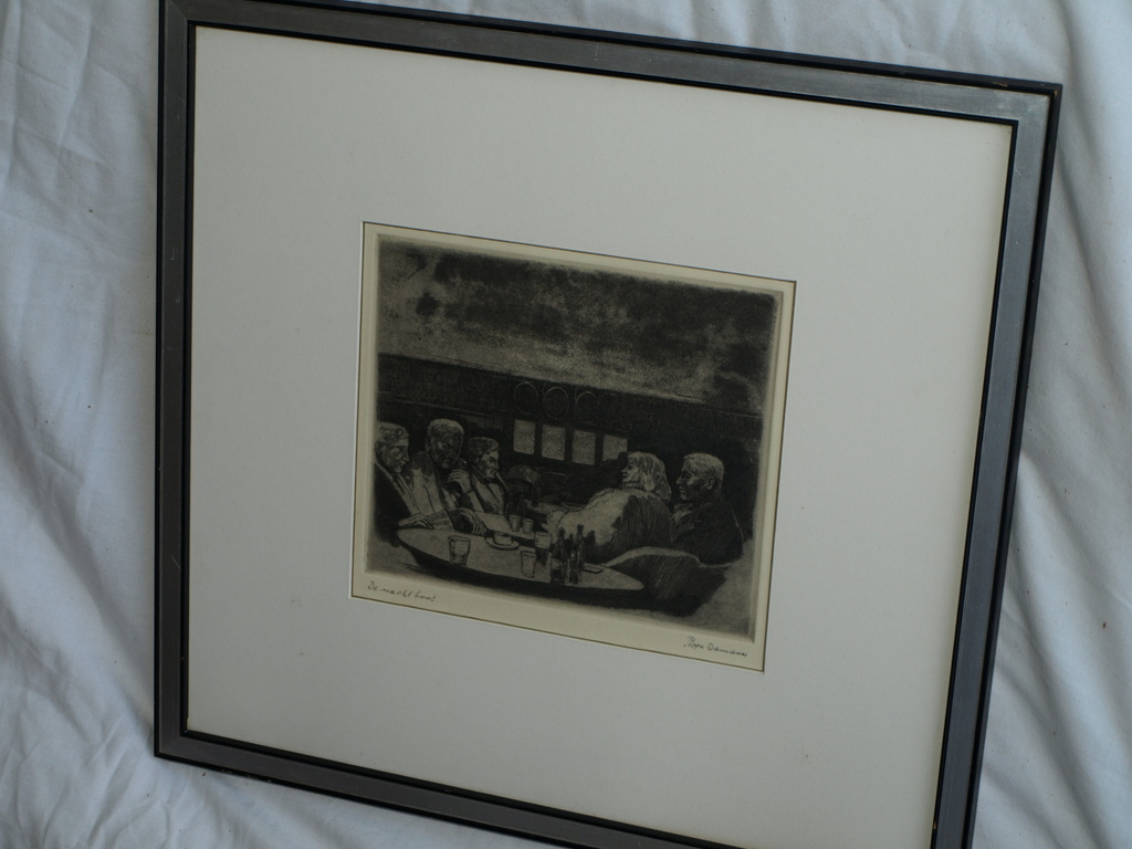 Poppe Damave (1921–1988) : Ets , De nachtboot – Gesigneerd & ingelijst  kopen? Bied vanaf 1!