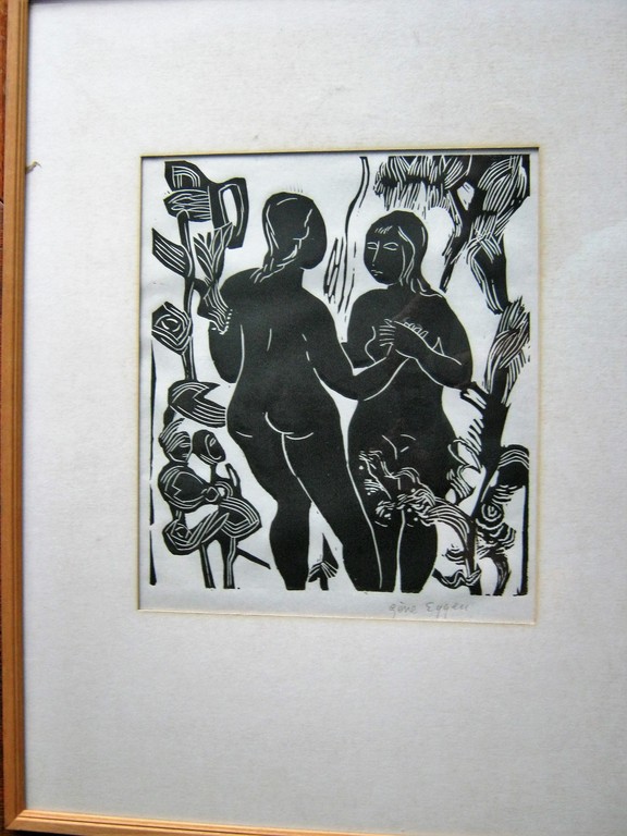 Gene Eggen linosnede: Adam en Eva kopen? Bied vanaf 55!