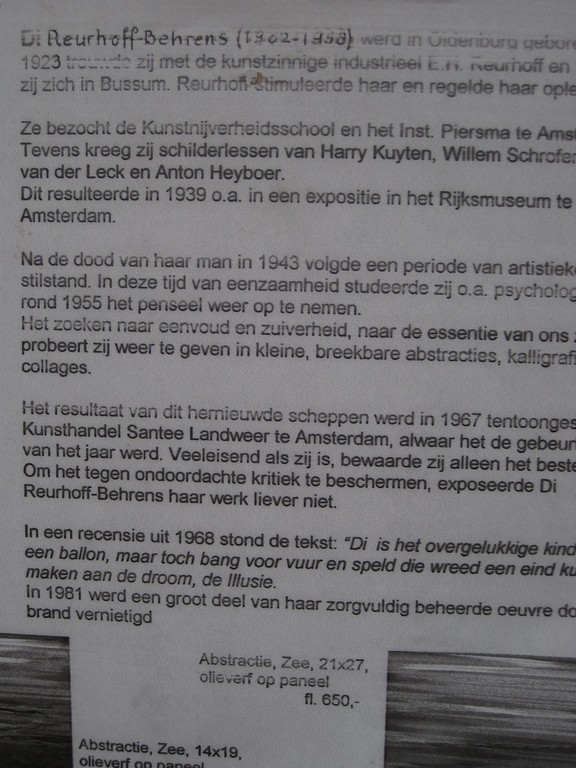 Di Reurhoff Behrens- zeldzaam (mooi) olieverf "De Zee" - gesigneerd  kopen? Bied vanaf 1!