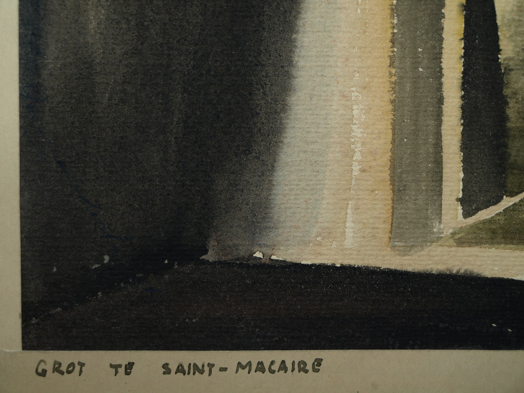 Bas van der Smit (1915) – Aquarel – Grot te Saint-Macaire –Gesigneerd – ca 1955 kopen? Bied vanaf 50!