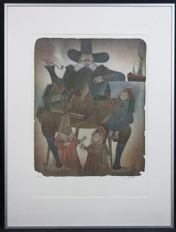 Adolf Born: Litho, Z.T. - Ingelijst verkocht voor € 420!