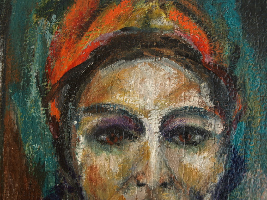 Anina Margiono – Acrylverf op Puzzel – Zelfportret – ingelijst  kopen? Bied vanaf 1!