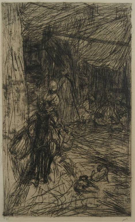 Marius Bauer: Grotere ets, Jongen op een ezel verkocht voor € 100!