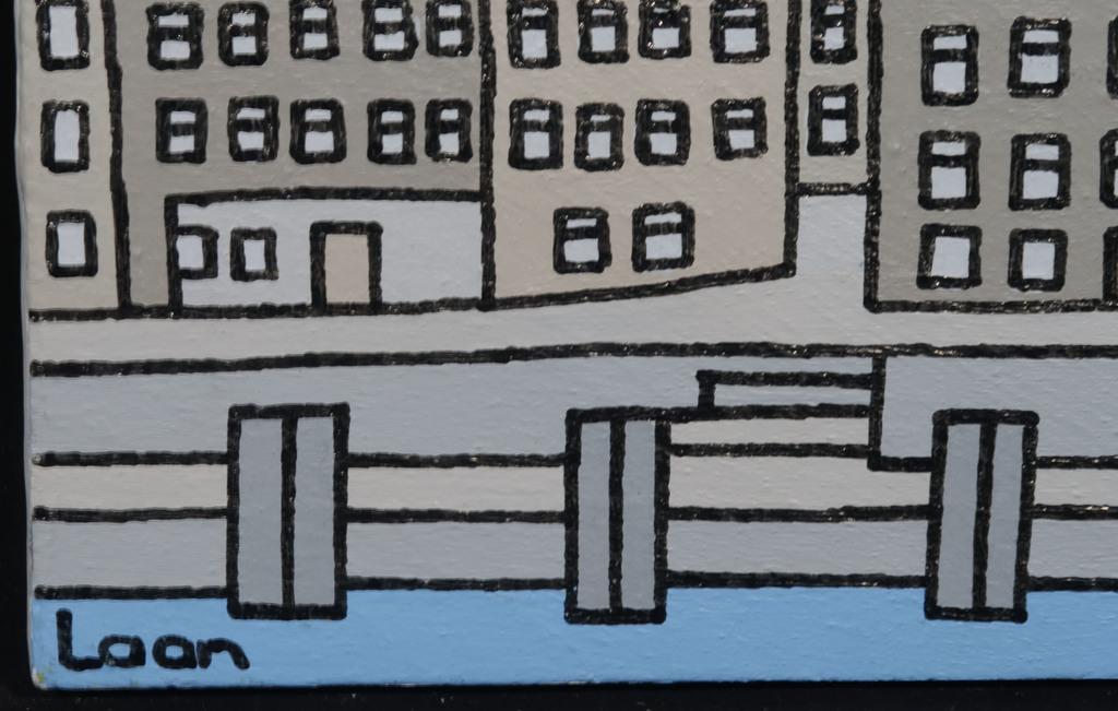 Laan Irodjojo: Acryl op doek, Z.T. Huisjes aan het water kopen? Bied vanaf 40!