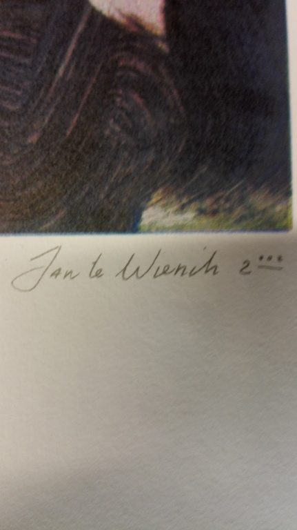 Jan te Wierik, zeefdruk op papier, Titel: Masker kopen? Bied vanaf 80!