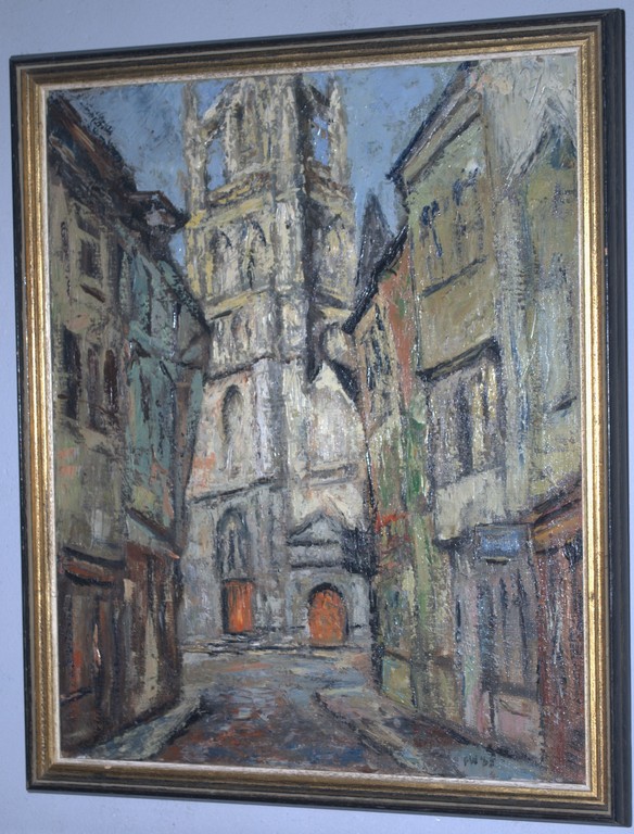 Franse stad - olieverf op doek uit 1965 met initialen FW kopen? Bied vanaf 25!